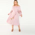 Shein Plus Frilled Off Shoulder Embroidered Sleeve Dress
