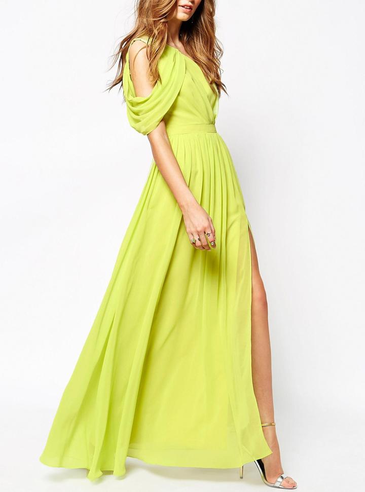 Shein One-shoulder Split Maxi Dress