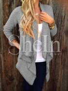 Shein Grey Drapped Collar Cardigan
