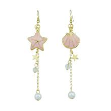 Shein Star Shell Shape Simulated Pearl Dangle Earrings