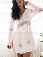 Shein Pink Long Sleeve Hollow Dress