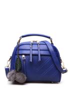 Shein Chevron Seam Grab Bag With Pom Pom