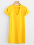 Shein Cut Out Front Frill Sleeve Tee Dress