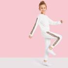 Shein Girls Gingham Trim Pullover & Pants Set