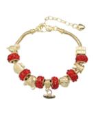 Shein Red Rhinestone Beads Charms Bracelet