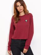 Shein Alien Patch Raw Hem Dropped Shoulders Sweatshirt