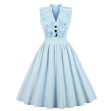Shein Button Detail Ruffle Trim Flare Dress