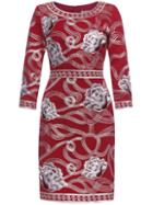 Shein Red Flowers Embroidered Sheath Dress