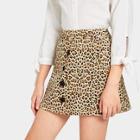 Shein Girls Single Breasted Leopard Skirt
