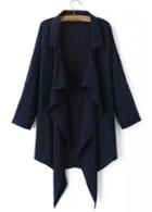 Rosewe Navy Blue Long Sleeve Single Breasted Trench Coat