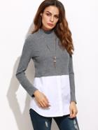 Shein Contrast 2 In 1 Ribbed T-shirt