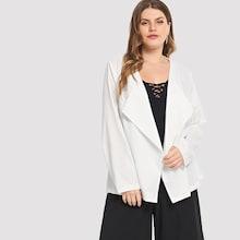 Shein Plus Drape Collar Belted Coat