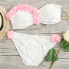 Shein Contrast Flower Applique Bandeau Bikini Set