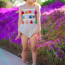 Shein Girls Tassel Detail Spot Romper