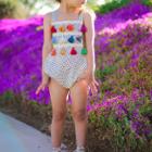 Shein Girls Tassel Detail Spot Romper