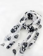 Shein White Fashion Black Skull Print Scarves