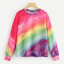 Shein Tie Dye Letter Print Pullover