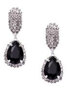 Shein Silver Tone Black Gem Inlay Rhinestone Earrings