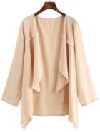 Shein Apricot Waterfall Collar Chiffon Plus Coat