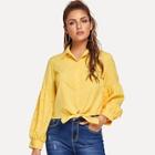 Shein Knot Front Pearl Beaded Shirt