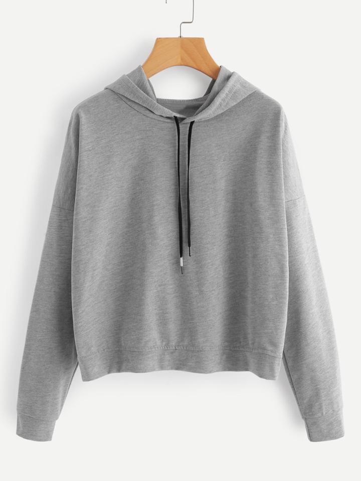 Shein Drop Shoulder Overlap Back Marled Hoodie