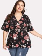 Shein Elastic Waist Floral Print Top