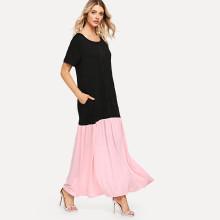 Shein Contrast Hem Zip Front Dress