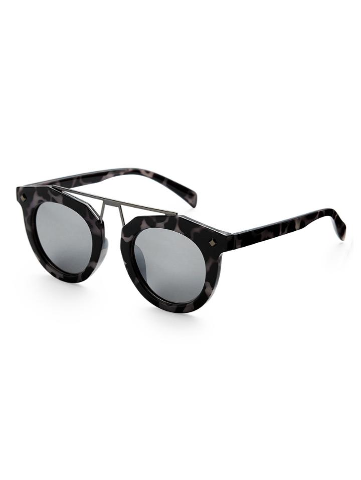 Shein Top Bar Leopard Frame Sunglasses
