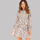 Shein Snakeskin Print Button Through Dress