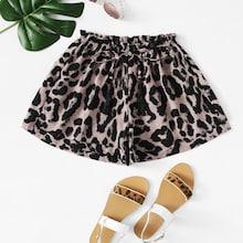 Shein Leopard Print Drawstring Waist Shorts
