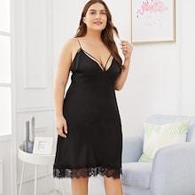 Shein Plus Lace Trim Crisscross Front Cami Dress