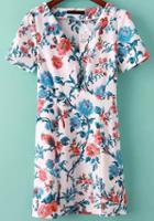 Shein White V Neck Short Sleeve Split Bodycon Dress