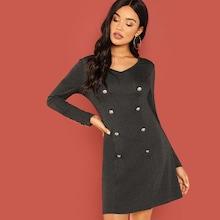 Shein Double Breasted Heathered Knit Dress