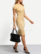 Shein Nude Crew Neck Slim Sheath Dress