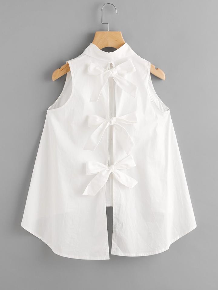 Shein Bow Tie Back High Low Blouse