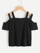 Shein Open Shoulder Double Strap Tee