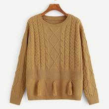 Shein Mixed Knit Tassel Embellished Sweater