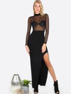 Shein Mesh Slit Maxi Dress Black