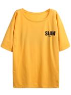 Shein Yellow Letters Print Drop Shoulder T-shirt