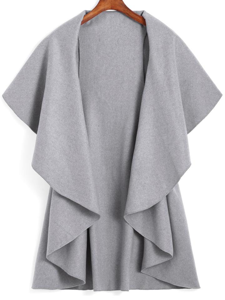 Shein Lapel Dip Hem Loose Grey Coat