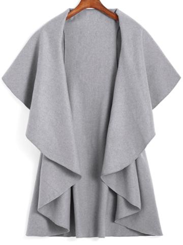 Shein Lapel Dip Hem Loose Grey Coat
