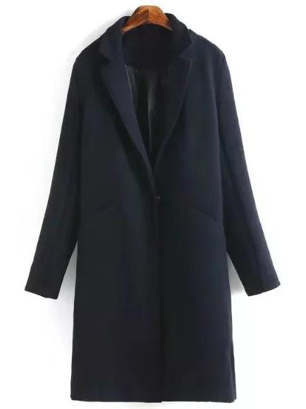Shein Navy Slit Back Lapel Coat