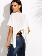 Shein White Short Sleeve Bow Tie Back T-shirt