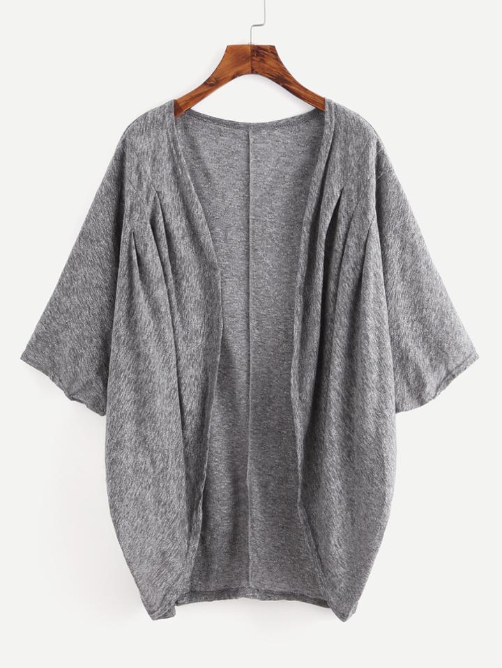 Shein Pleated Detail Marled Cocoon Coat