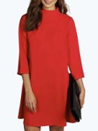 Shein Red Stand Collar Loose Dress