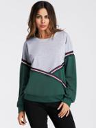 Shein Color Block Striped Taped Sweatshirt