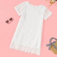 Shein Girls Floral Lace Overlay Dress