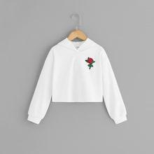 Shein Girls Flower Embroidery Tunic Hoodie