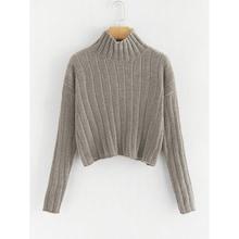 Shein High Neck Rib Knit Chenille Sweater
