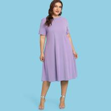 Shein Plus Mock Neck Solid Tunic Dress